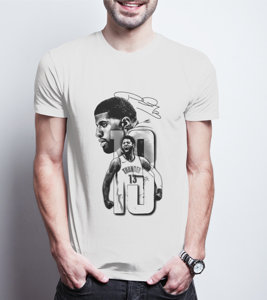 Paul George Oklahoma City Thunder Basketball Player Sketch T-Shirt