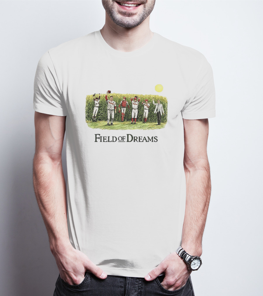 Philadelphia Phillies Baseball Go Phils Field Of Dreams Cornfield Players Scene T-Shirt