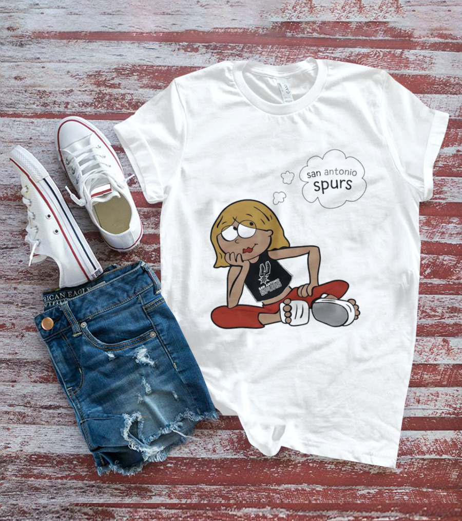 San Antonio Spurs Cartoon Blonde Girl Thought Bubble Daydreaming T-Shirt