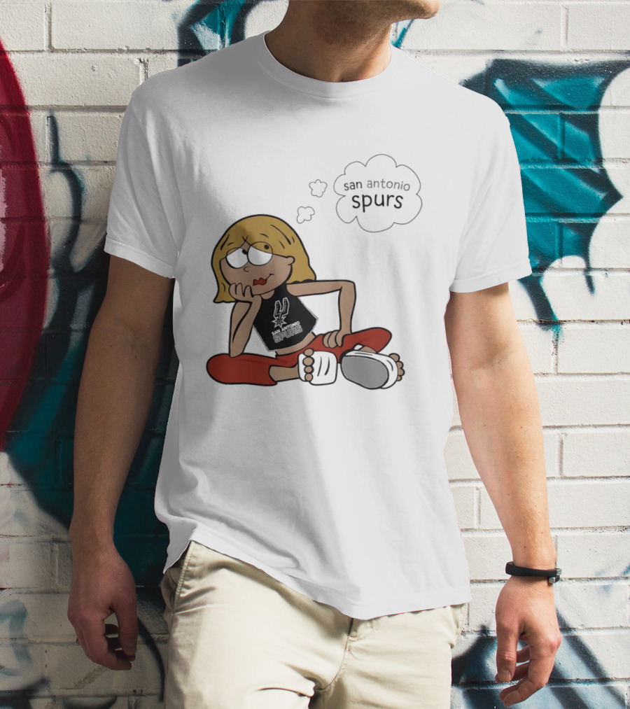 San Antonio Spurs Cartoon Blonde Girl Thought Bubble Daydreaming T-Shirt