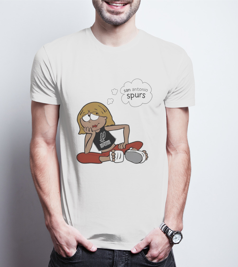 San Antonio Spurs Cartoon Blonde Girl Thought Bubble Daydreaming T-Shirt
