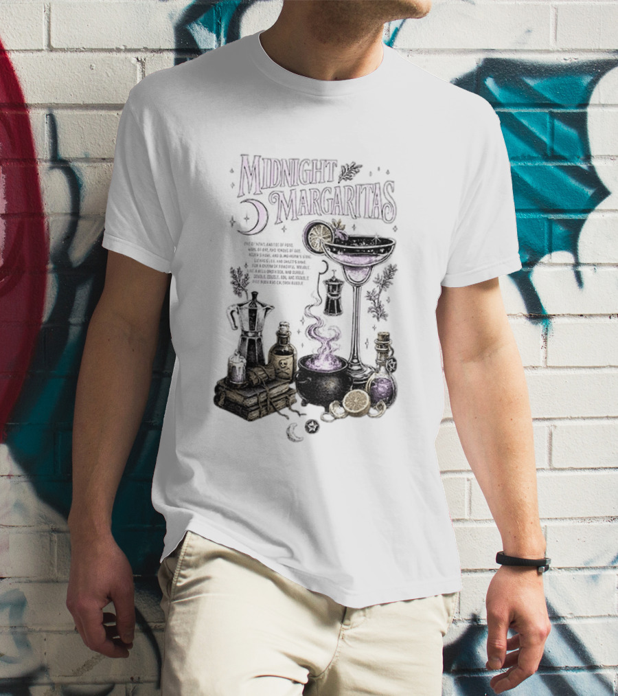 Midnight Margaritas Witchy Cocktail Cauldron Eye Of Newt Toe Of Frog Recipe Potion Essentials T-Shirt