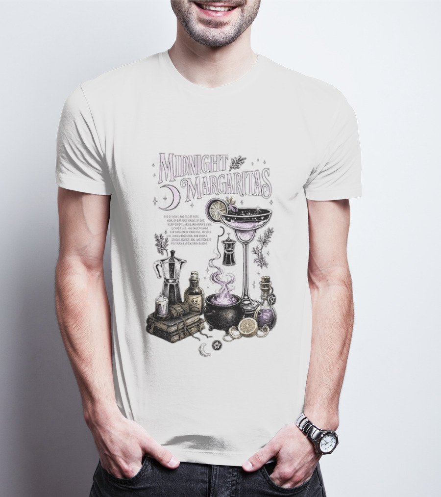 Midnight Margaritas Witchy Cocktail Cauldron Eye Of Newt Toe Of Frog Recipe Potion Essentials T-Shirt