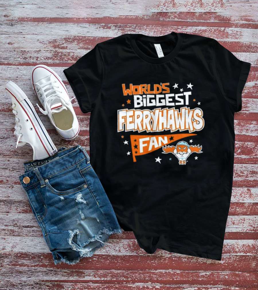 World's Biggest Staten Island Ferryhawks Fan Cartoon Pennant With Stars T-Shirt