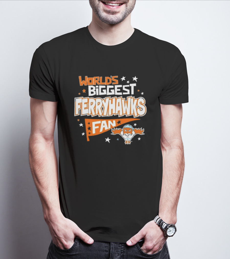 World's Biggest Staten Island Ferryhawks Fan Cartoon Pennant With Stars T-Shirt