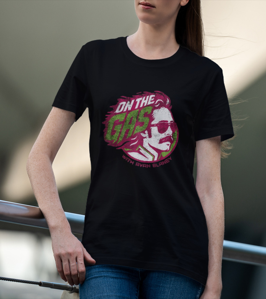 On The Gas With Ryan Blaney Racing Style Retro Hair Sunglasses T-Shirt