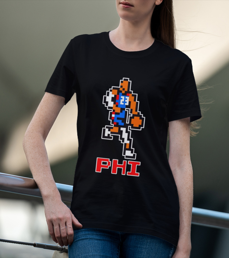 Philadelphia 76ers Phi 8 Bit Pixel Basketball Player 23 Dribbling T-Shirt