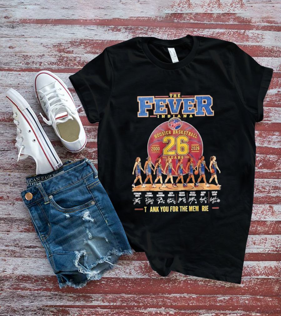 Indiana Fever 26 Years 2000 2026 Hoosier Basketball Memories Signatures T-Shirt