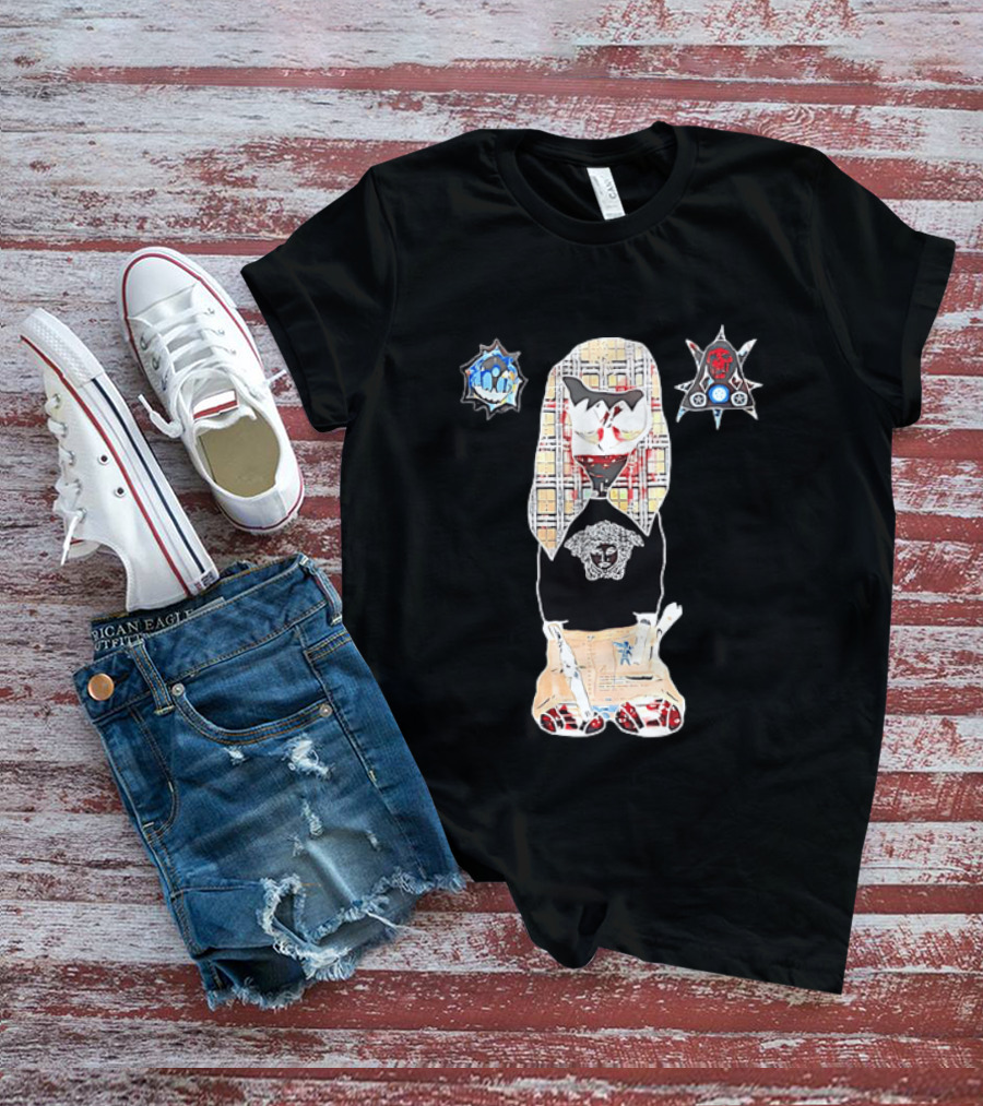 Medusa Head Cotton Streetwear With Plaid Pattern And Abstract T-Shirt