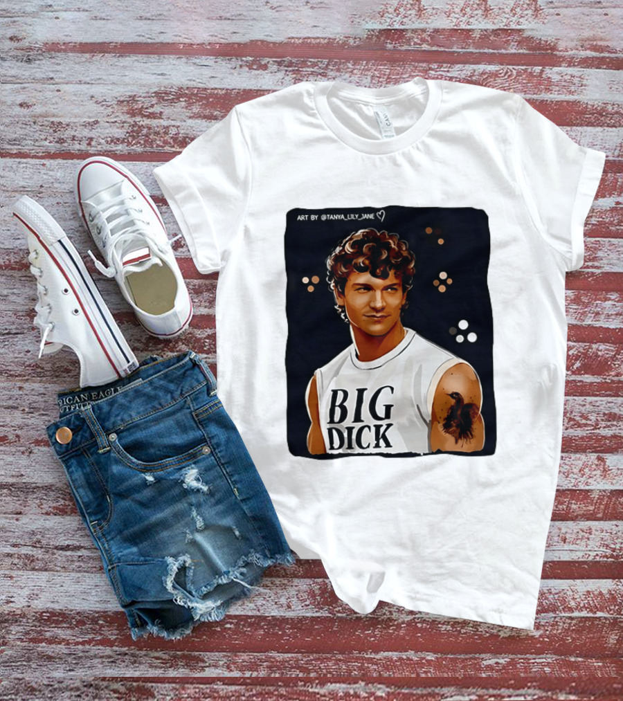 Tanya Lily Jane Big Dick Art Featuring Curly Haired Man T-Shirt