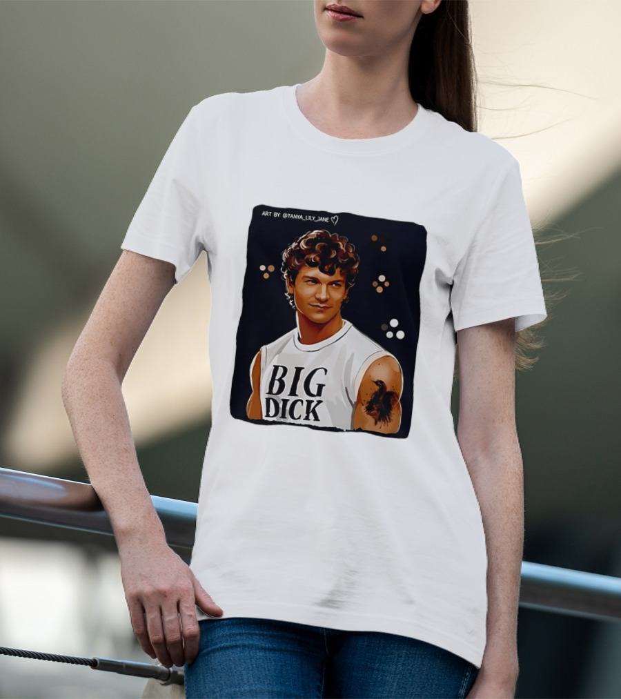 Tanya Lily Jane Big Dick Art Featuring Curly Haired Man T-Shirt