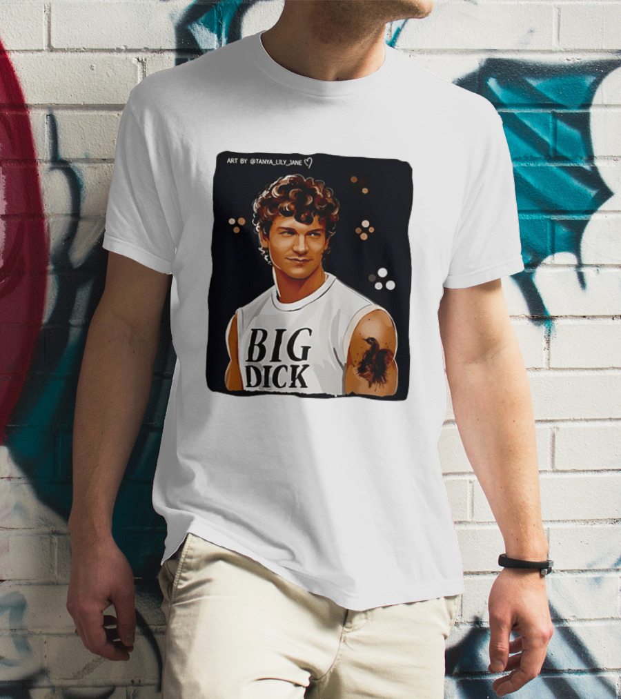 Tanya Lily Jane Big Dick Art Featuring Curly Haired Man T-Shirt