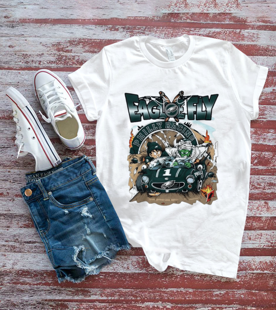 Eagle Fly Philly Racing Philadelphia Eagles Anime Characters Driving Race Car T-Shirt