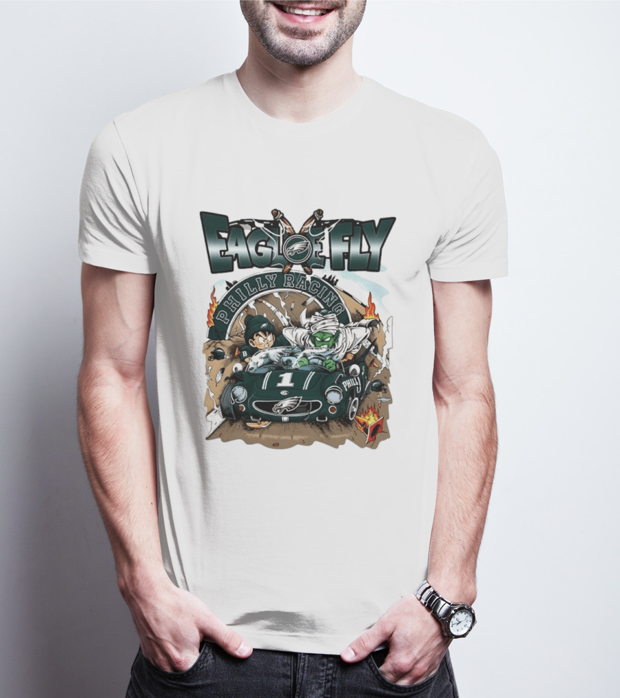 Eagle Fly Philly Racing Philadelphia Eagles Anime Characters Driving Race Car T-Shirt
