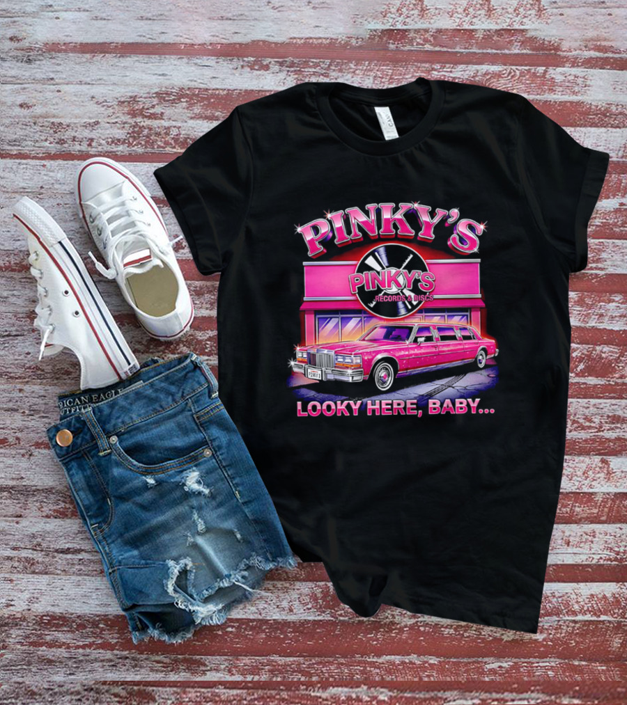 Pinky's Records And Discs Pink Limousine Looky Here Baby T-Shirt