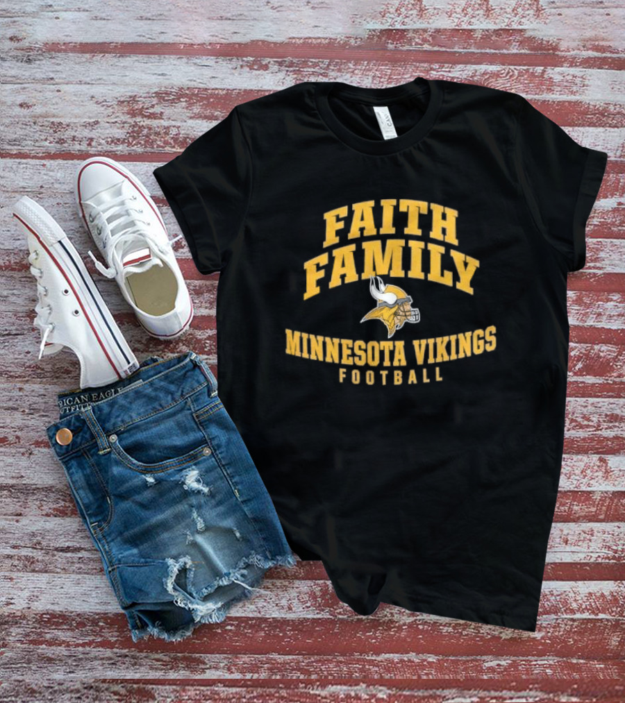 Faith Family Minnesota Vikings Football Helmet Horns T-Shirt