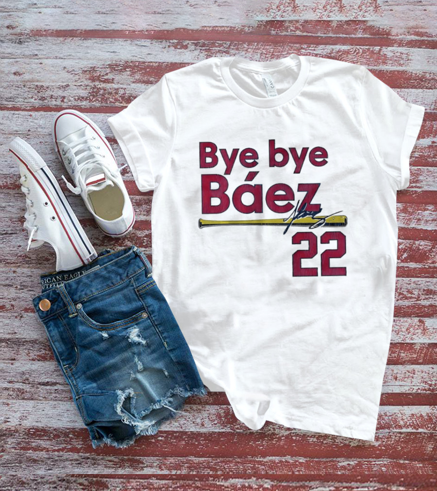 Bye Bye Báez 22 Yellow Gold Baseball Bat Player T-Shirt