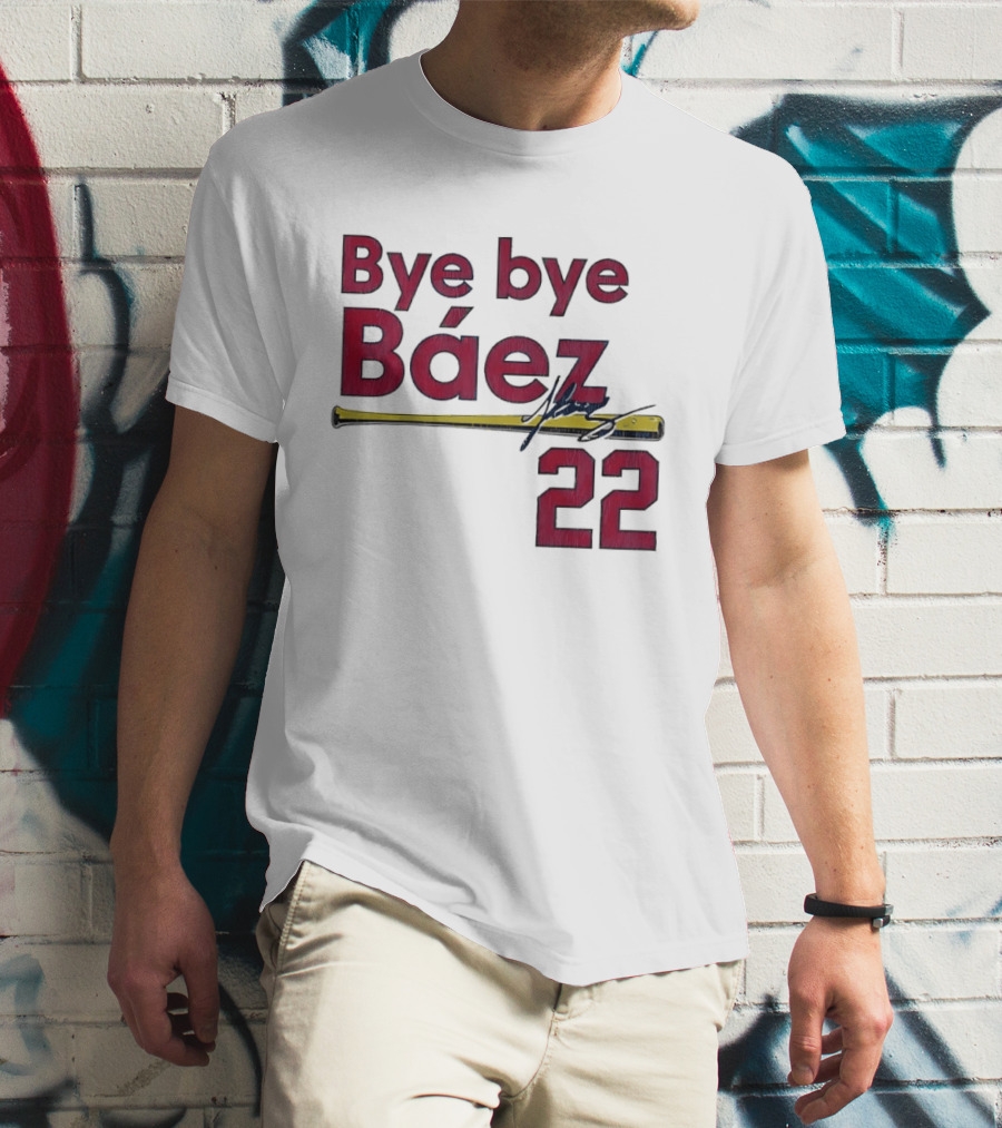 Bye Bye Báez 22 Yellow Gold Baseball Bat Player T-Shirt