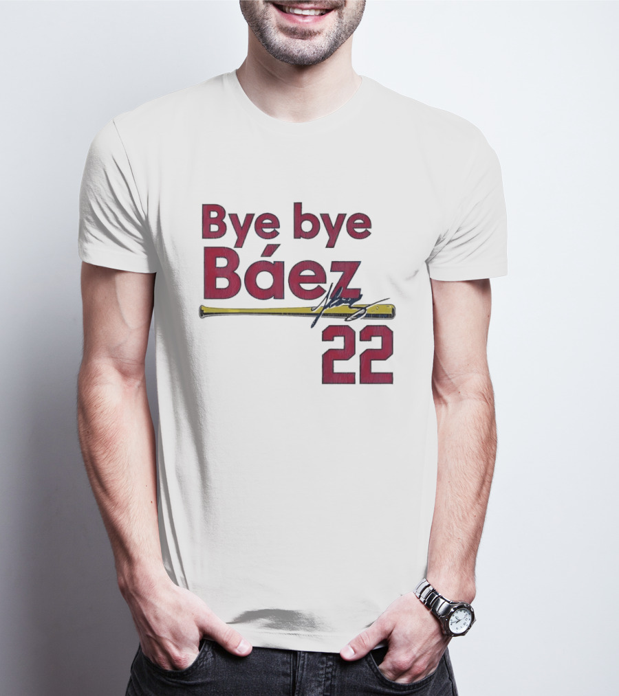 Bye Bye Báez 22 Yellow Gold Baseball Bat Player T-Shirt