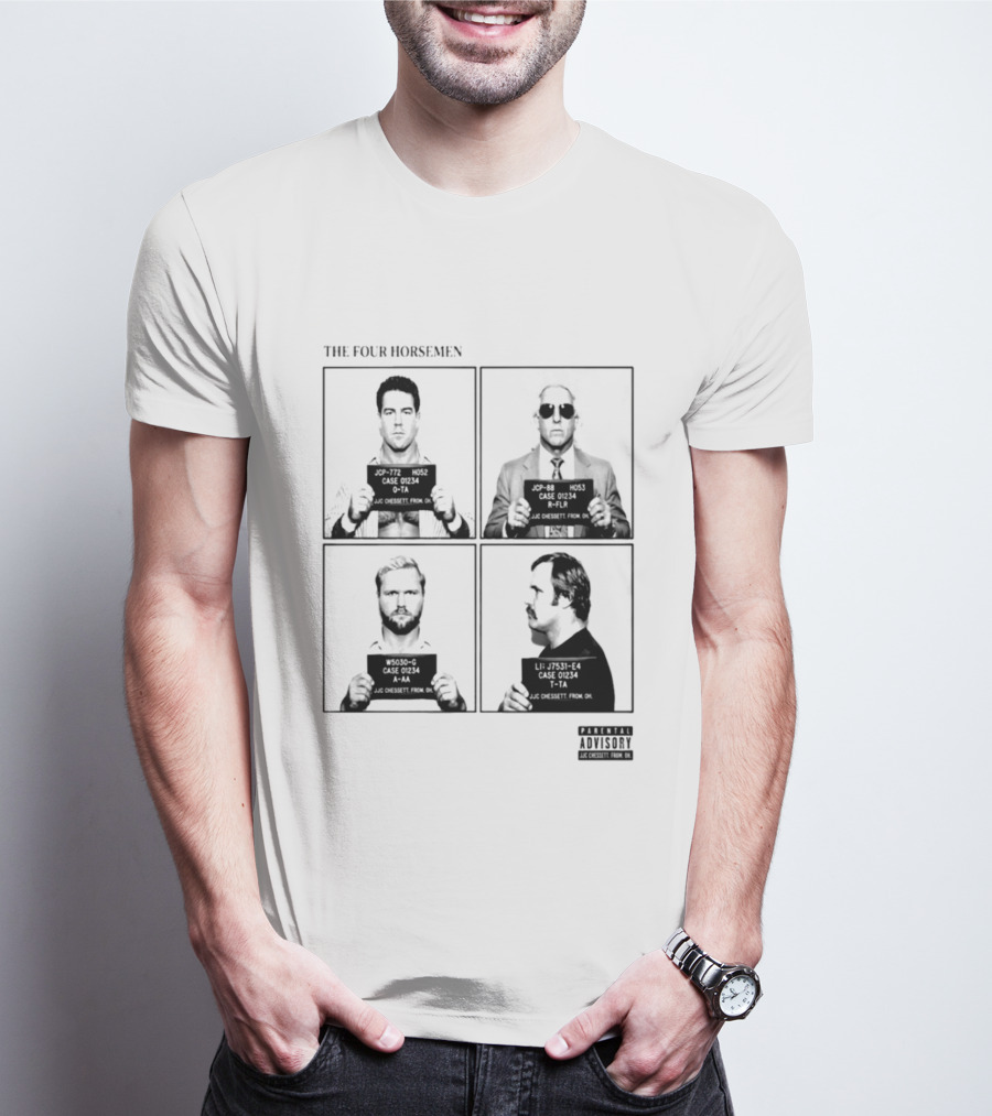 The Four Horsemen Ric Flair Tully Blanchard Arn Anderson Ole Anderson Shot Parental Advisory T-Shirt
