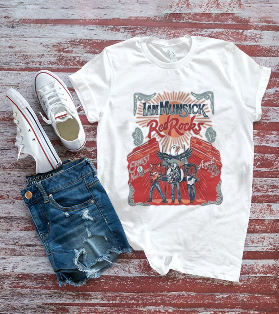 Ian Munsick Red Rocks Morrison CO 08 25 2026 Live Tour Featuring Ernest Neon Dreams T-Shirt