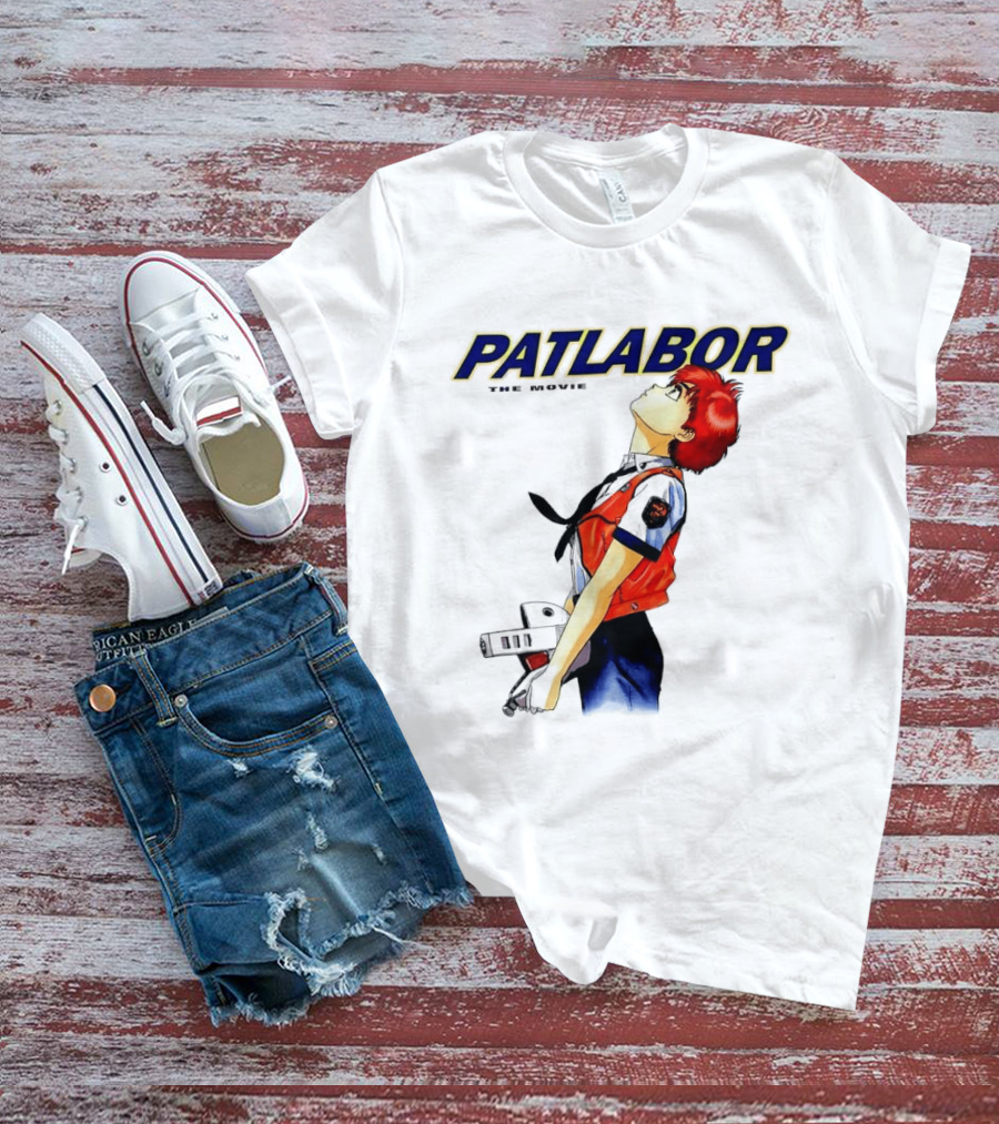 Patlabor The Movie Anime Girl Holding Helmet Looking Up T-Shirt