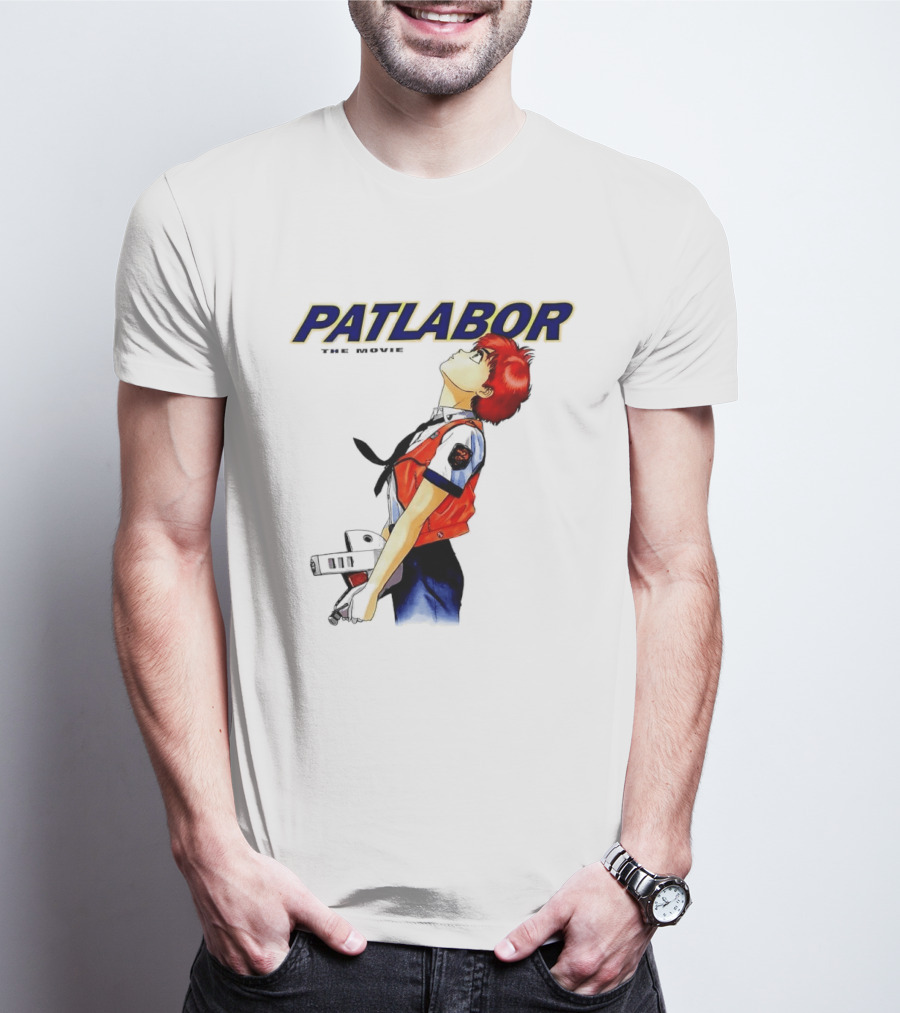 Patlabor The Movie Anime Girl Holding Helmet Looking Up T-Shirt