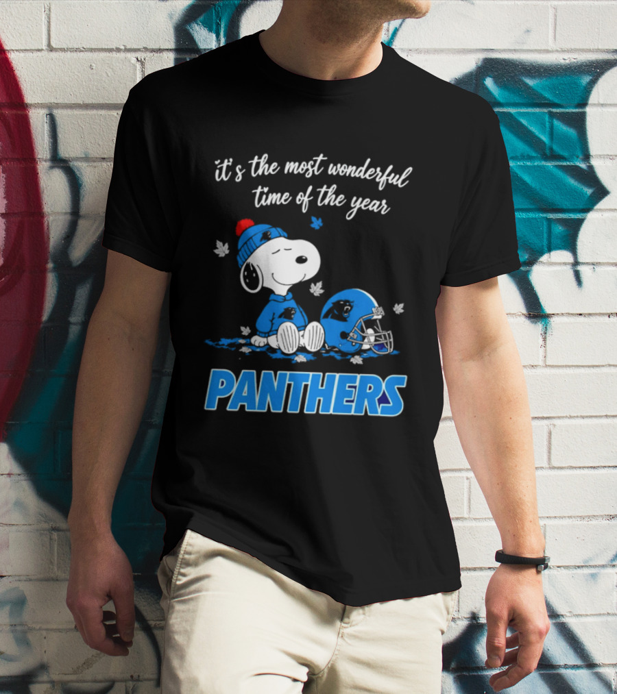 Panthers It's The Most Wonderful Time Of The Year Cartoon Snoopy Beanie Helmet T-Shirt