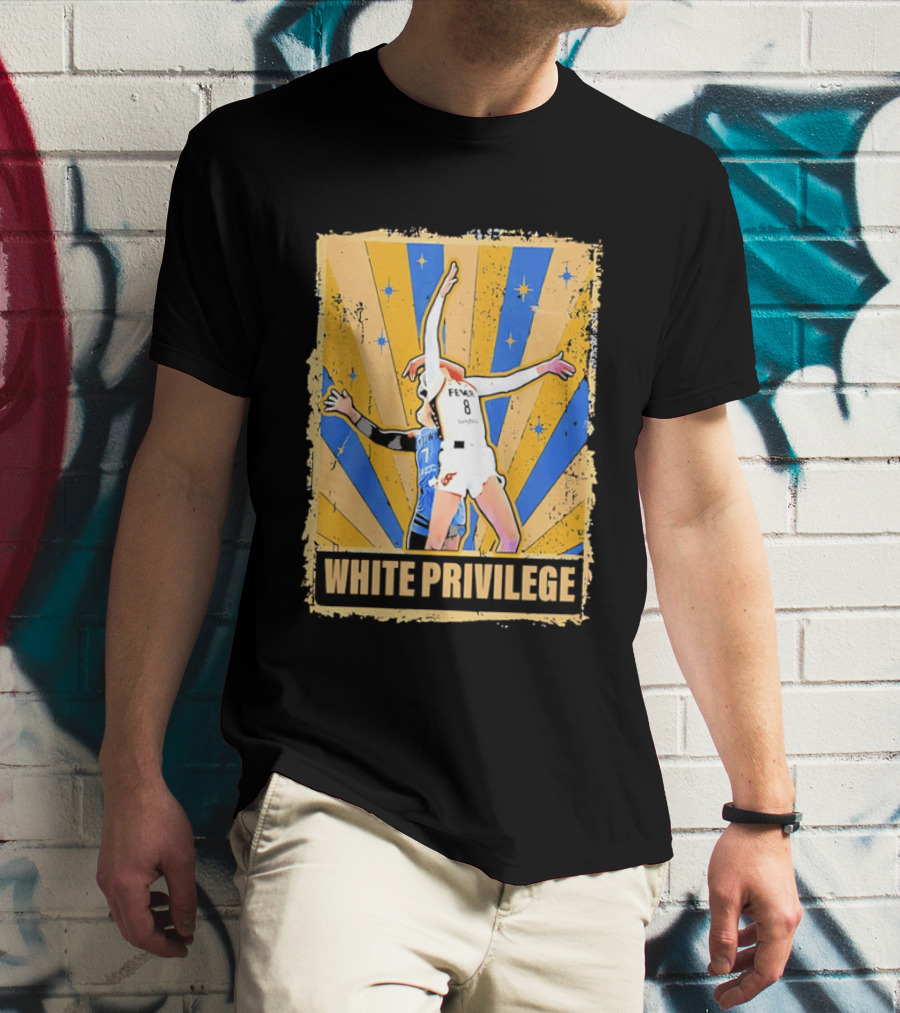 Indiana Fever WNBA White Privilege Basketball Players Foul Distressed Sunburst Stars T-Shirt