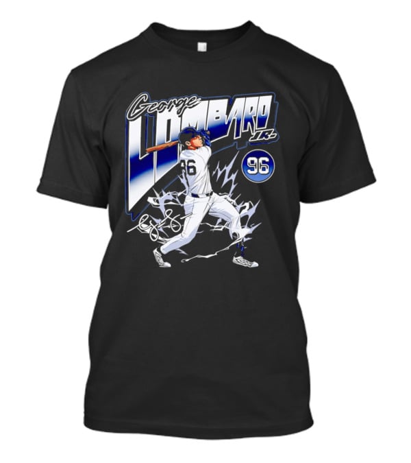 George Lombardo Jr 96 Baseball Player Swinging Bat Lightning T-Shirt