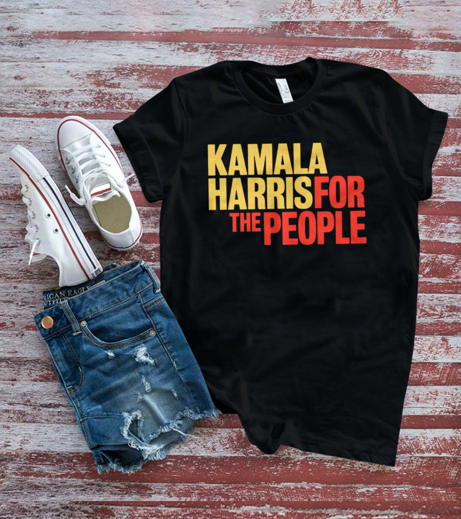 Kamala Harris For The People Text Classic Bold Yellow And Red T-Shirt