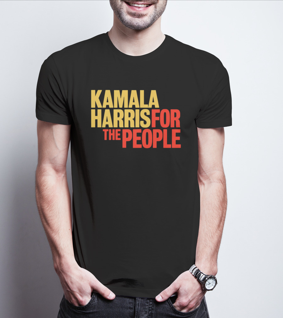 Kamala Harris For The People Text Classic Bold Yellow And Red T-Shirt