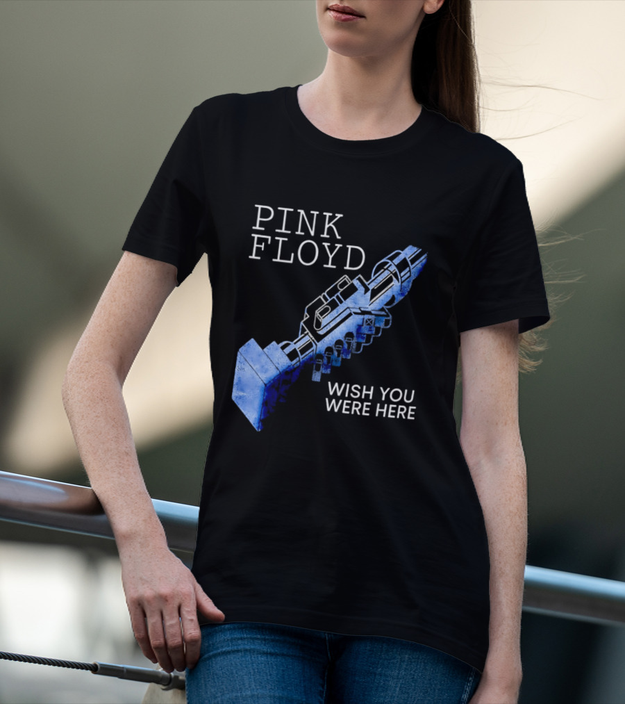 Pink Floyd Wish You Were Here Blue Mechanical Robot Handshake T-Shirt
