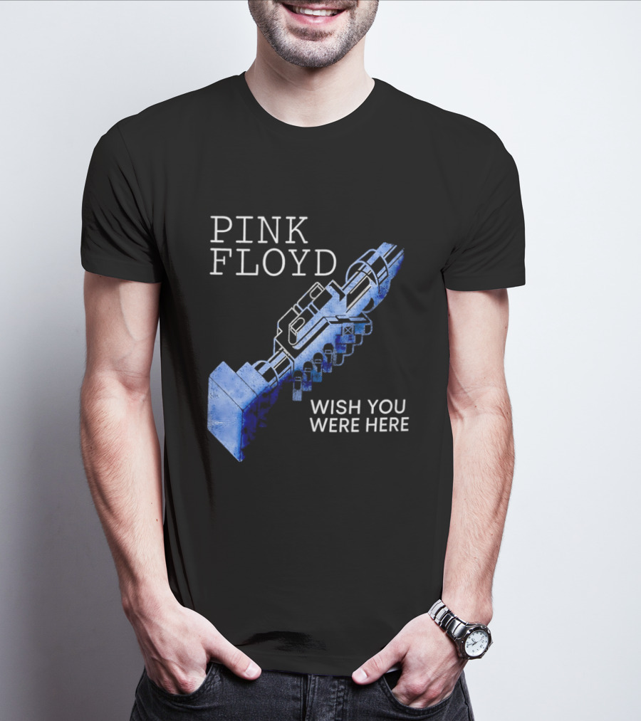 Pink Floyd Wish You Were Here Blue Mechanical Robot Handshake T-Shirt