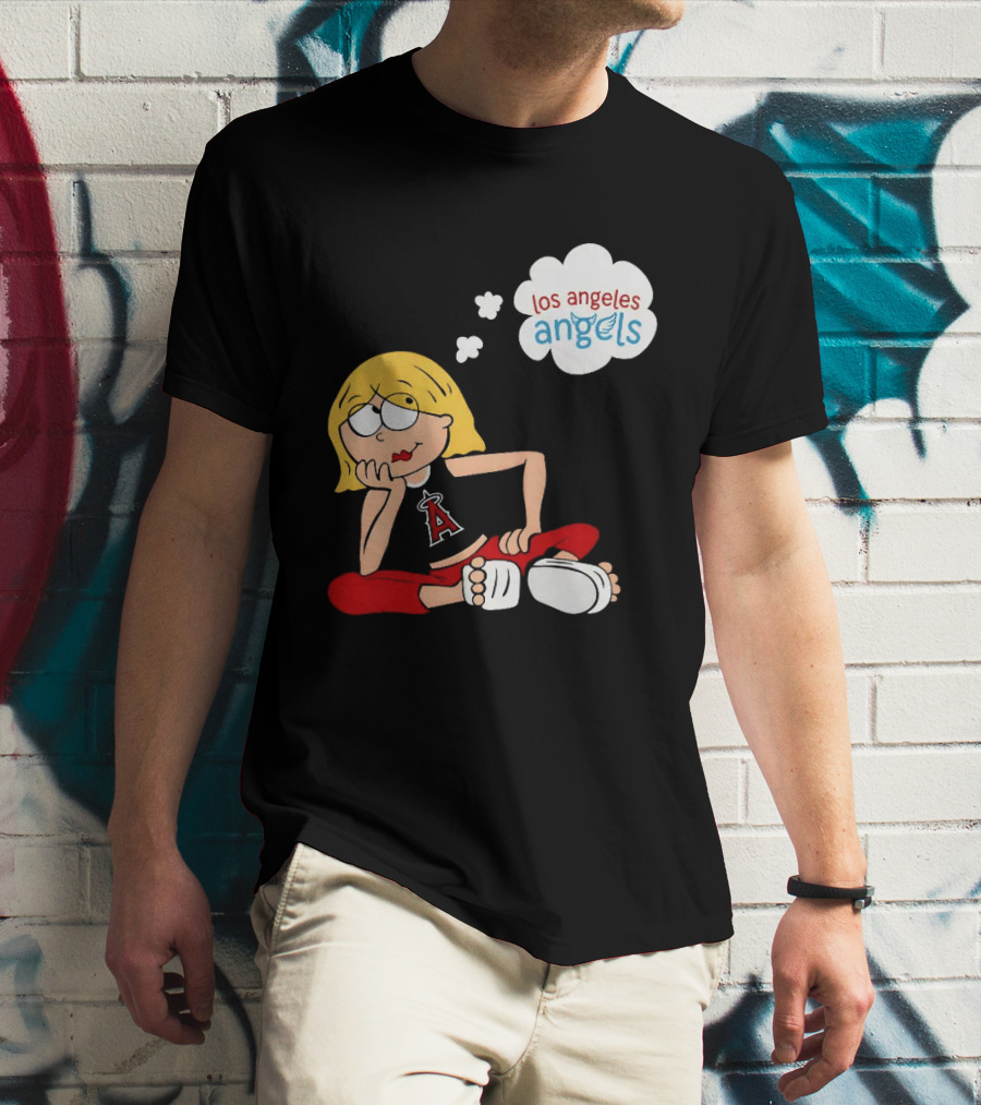 Los Angeles Angels MLB Blonde Girl Thought Bubble Sitting Pose T-Shirt