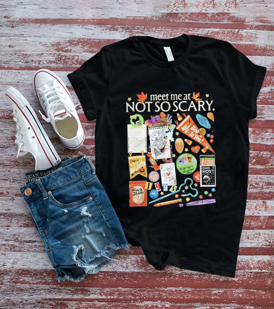 Meet Me At Not So Scary Boo To You Disney Halloween Trick Or Treating Black Flame Candle Halloween Party T-Shirt