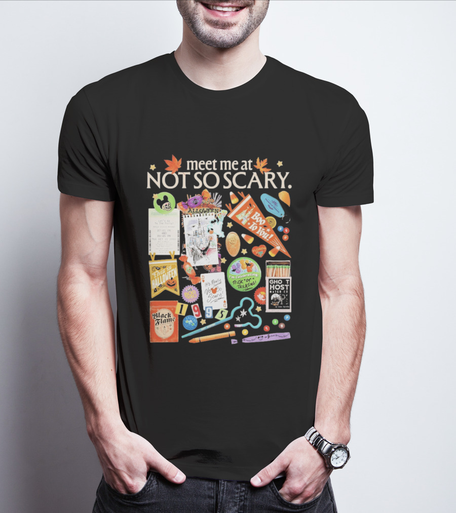 Meet Me At Not So Scary Boo To You Disney Halloween Trick Or Treating Black Flame Candle Halloween Party T-Shirt