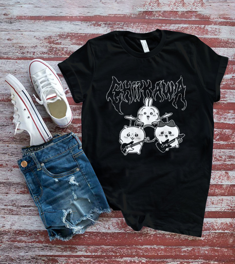 Chiikawa Kawaii Metal Band Characters With Instruments T-Shirt
