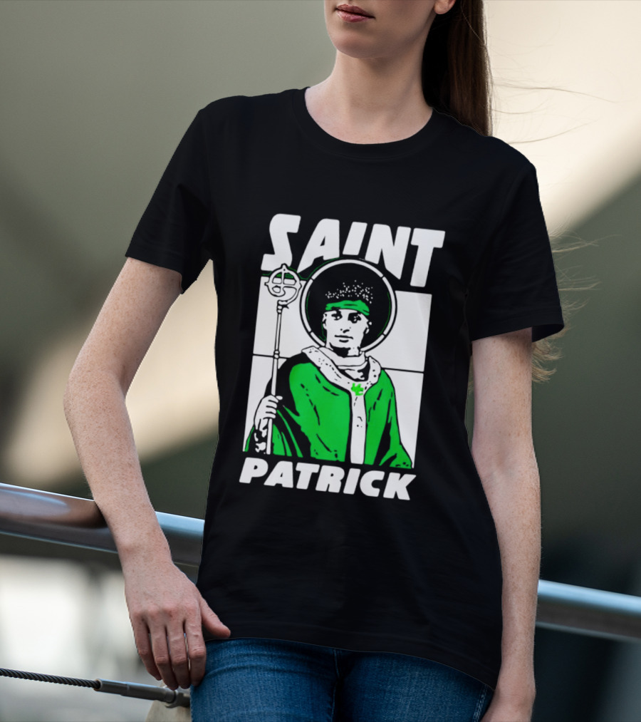 Saint Patrick Mahomes Kansas City Chiefs Iconic Green Halo And Staff T-Shirt