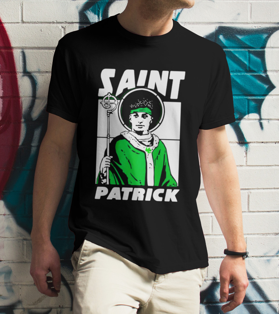Saint Patrick Mahomes Kansas City Chiefs Iconic Green Halo And Staff T-Shirt
