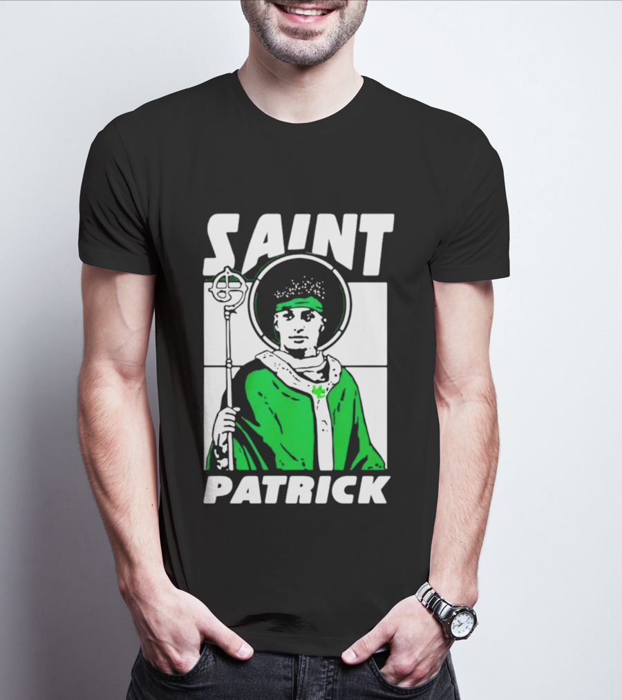 Saint Patrick Mahomes Kansas City Chiefs Iconic Green Halo And Staff T-Shirt