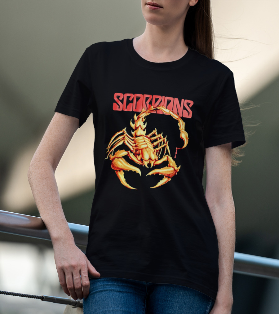 Scorpions Golden Metallic Skeleton Dripping Blood T-Shirt