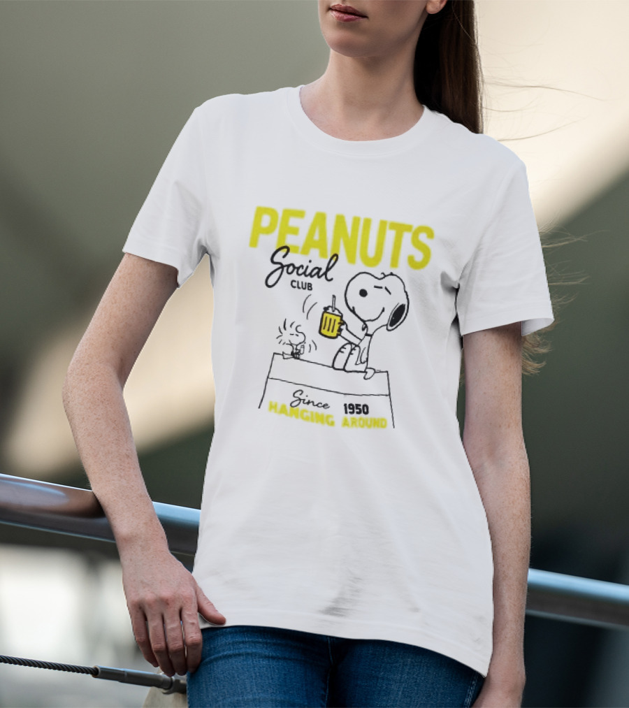 Peanuts Social Club Since 1950 Hanging Around Snoopy Woodstock T-Shirt