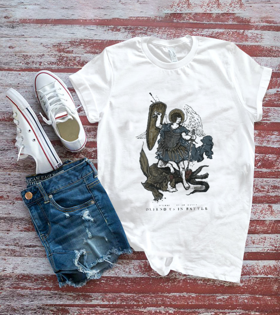Saint Mxxxxxx Archangel Michael Defend Us In Battle Medieval Angelic Warrior T-Shirt