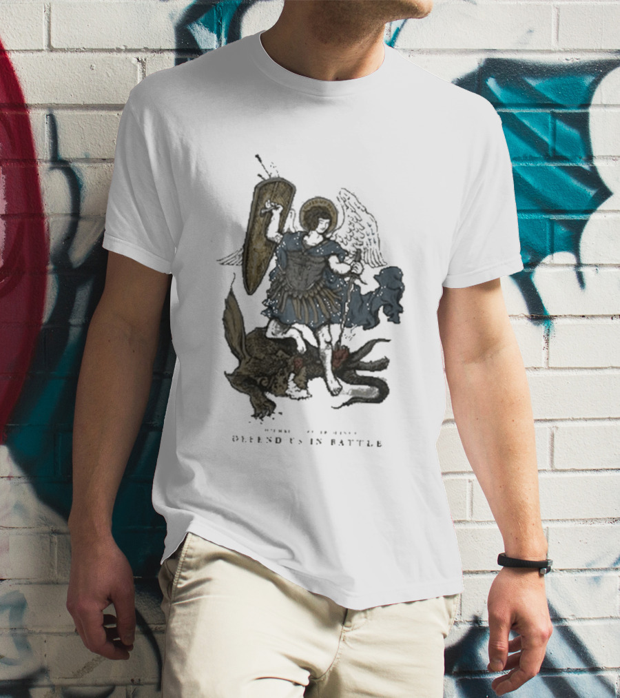 Saint Mxxxxxx Archangel Michael Defend Us In Battle Medieval Angelic Warrior T-Shirt