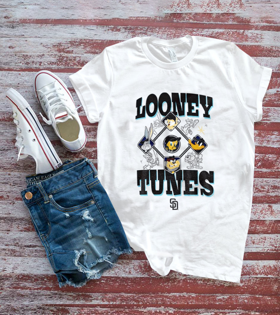 San Diego Padres New Era Looney Tunes MLB Cream Characters T-Shirt