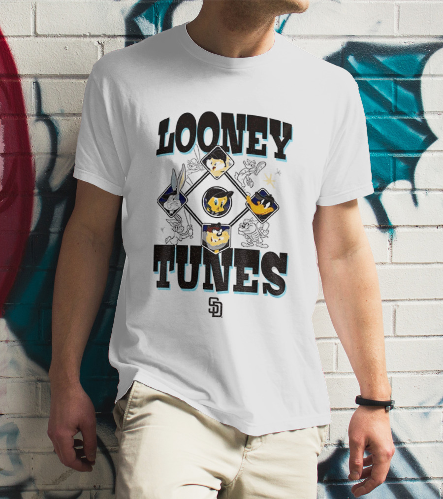 San Diego Padres New Era Looney Tunes MLB Cream Characters T-Shirt