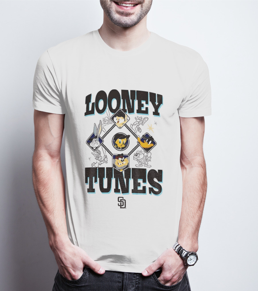 San Diego Padres New Era Looney Tunes MLB Cream Characters T-Shirt