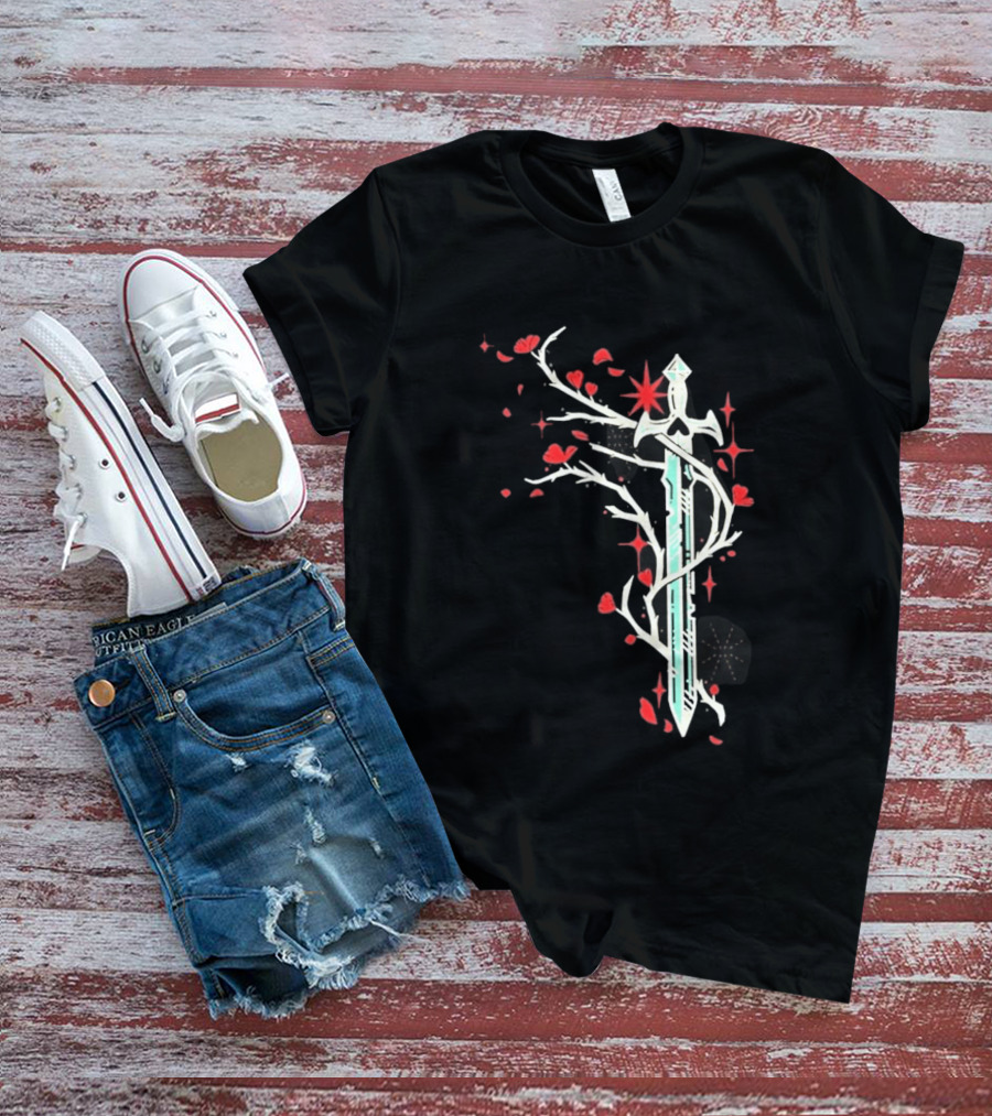 Lifesteal Sword With Red Petals Survival Gaming T-Shirt