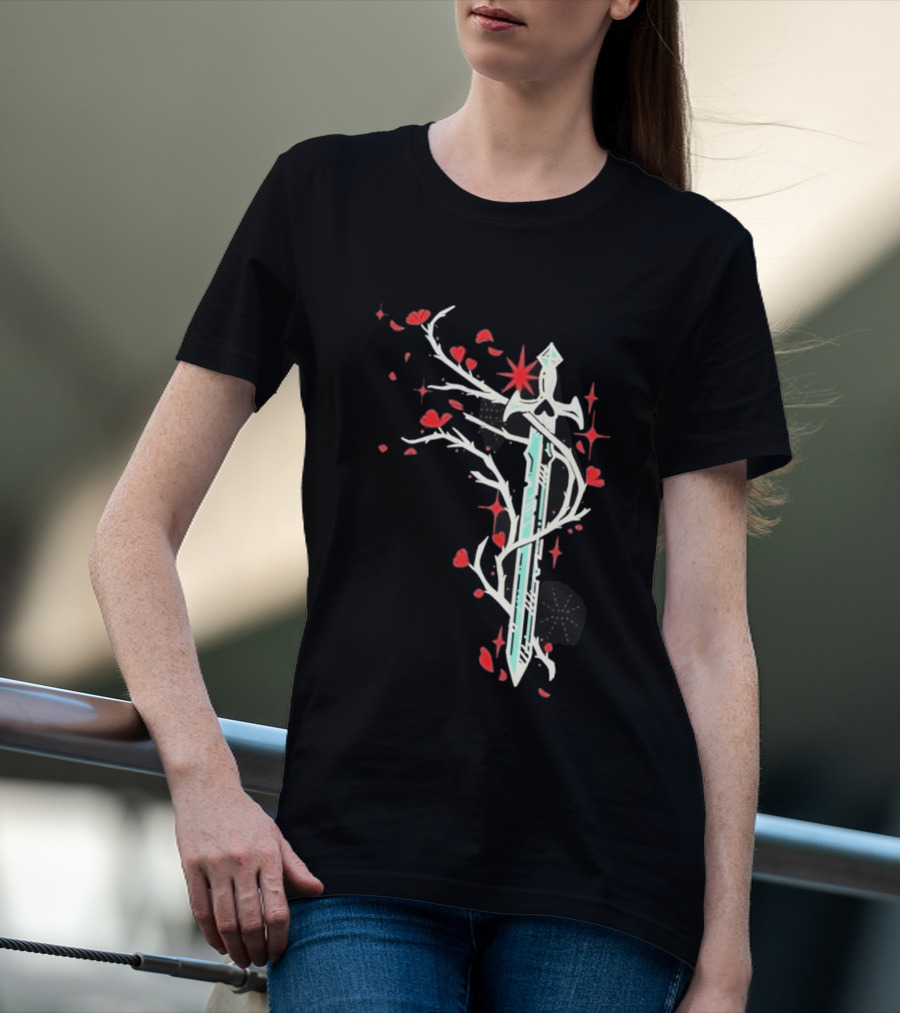 Lifesteal Sword With Red Petals Survival Gaming T-Shirt